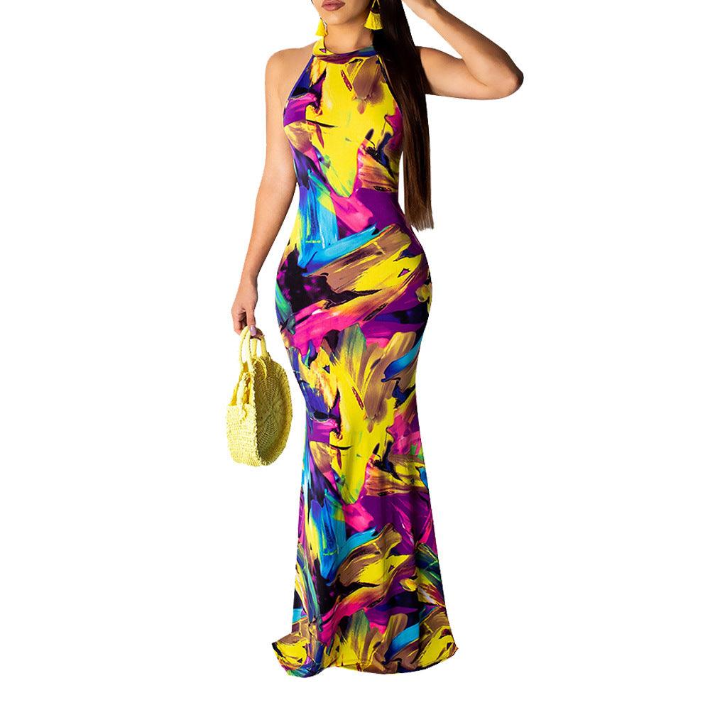 Printed beach evening dress - Elite Essence Store