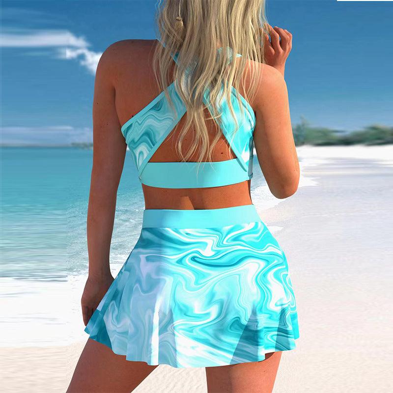 Split Swimwear Skirt Conservative Large Print - Elite Essence Store