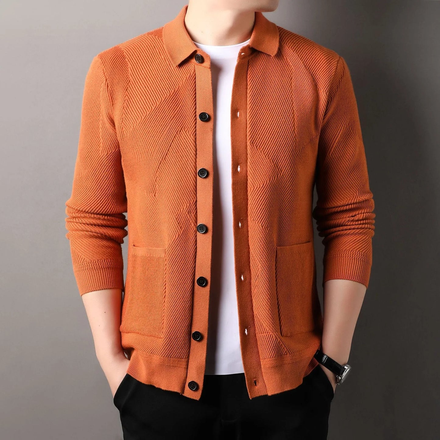 Men's Knitting Sweater Cardigan Lapel Fashion