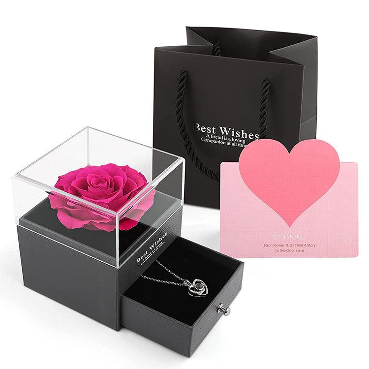 Preserved Flower Rose Jewelry Box Acrylic Gift Box - Elite Essence Store