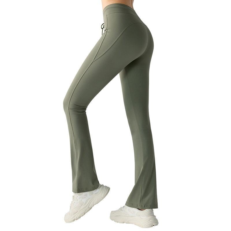 Waist Slimming And Hip Lifting Casual Yoga Pants Bilateral Pocket Yoga Bell-bottom Pants - Elite Essence Store