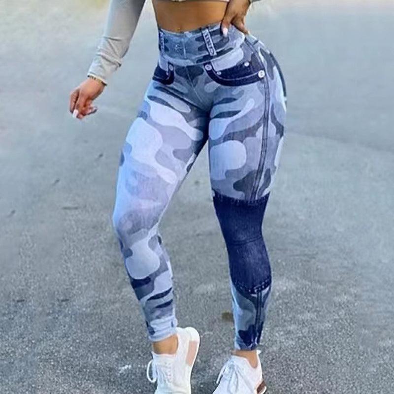 Women's Multicolor Print Camo Slim Fit Butt Lift Yoga Leggings - Elite Essence Store