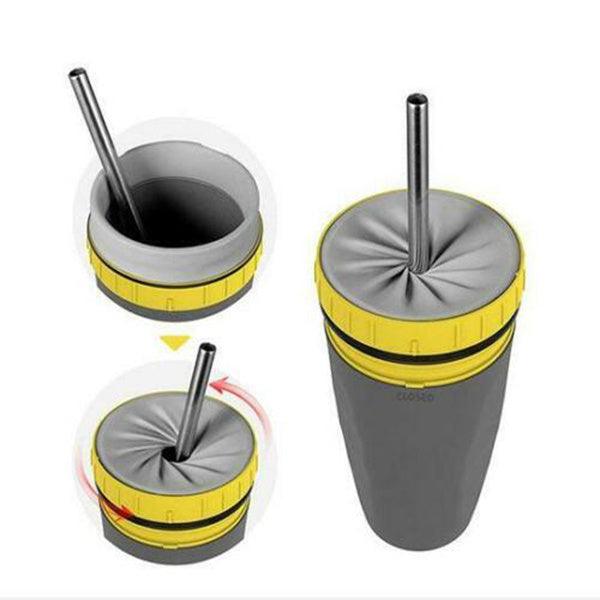 No Cover Twist Cup Travel Portable Cup Double Insulation Tumbler Straw Sippy Water Bottles Portable For Children Adults - Elite Essence Store