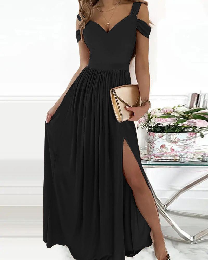 V-neck Boho Spaghetti Strap Dress Women Split Long Flowy Dresses For Party Beach - Elite Essence Store