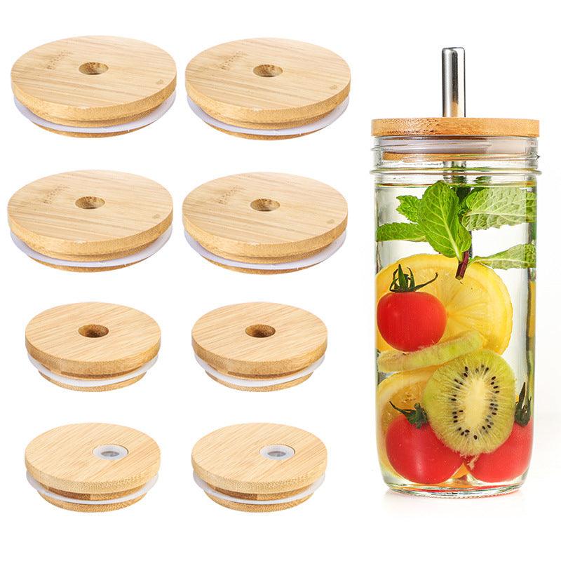 With Straw Hole Glass Bottle Mason Drinking Cup - Elite Essence Store