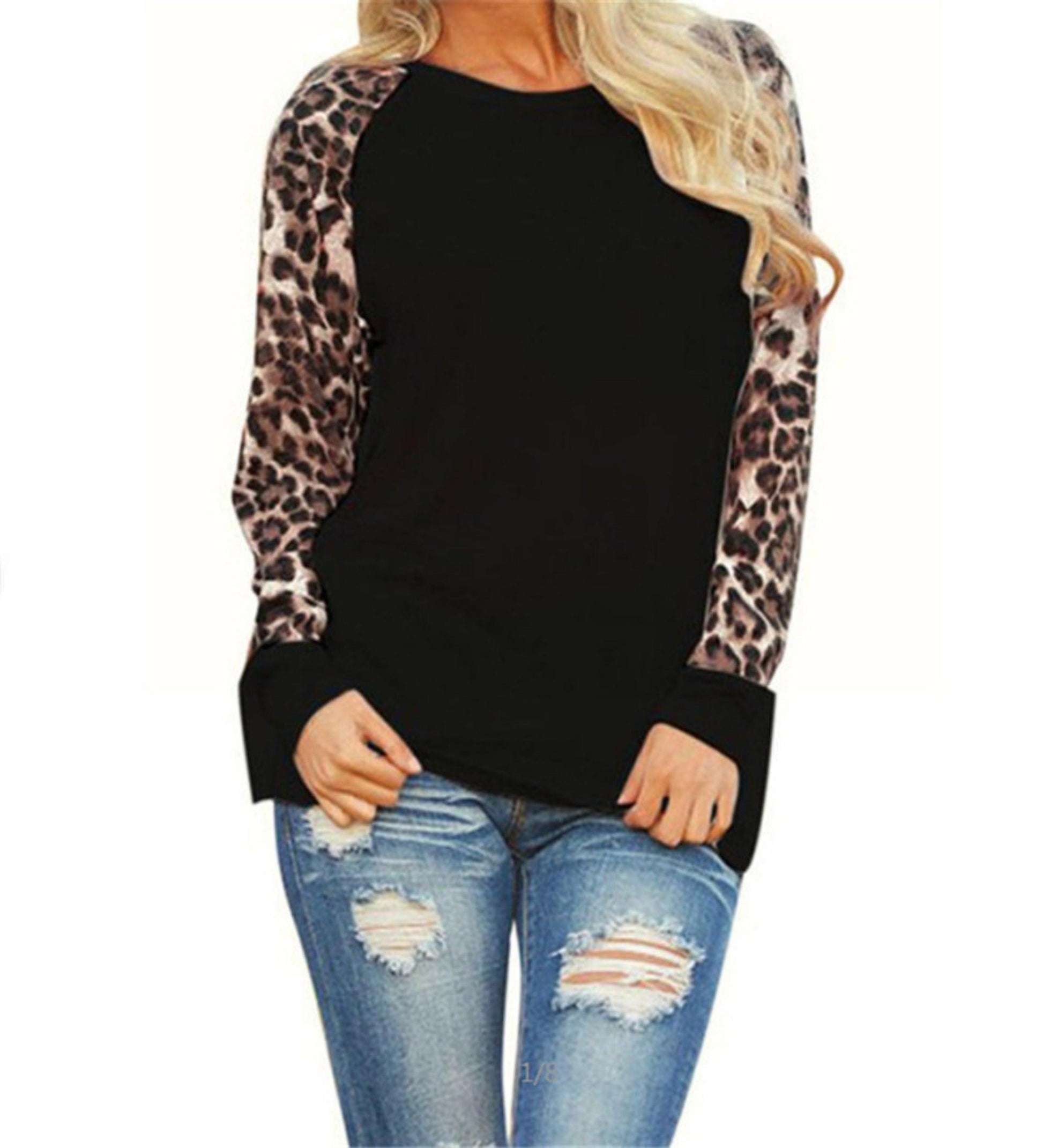 T-shirt Leopard Print Printed Chiffon Top - Elite Essence Store