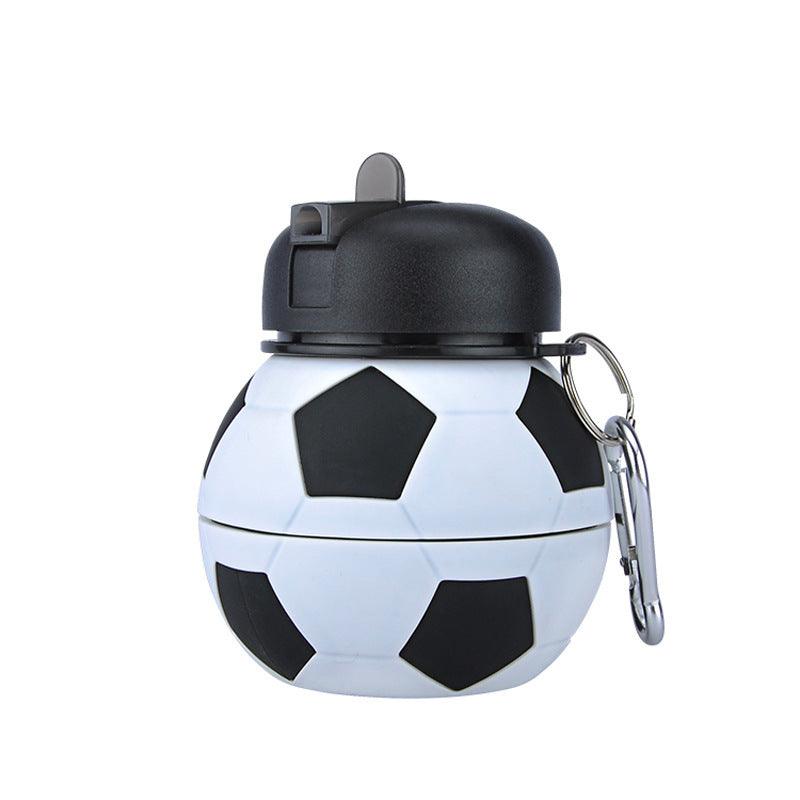 Football Soccer Silicone Water Bottle with Straw Foldable Collapsible Travel Non-toxic Bottles Innovating Camping - Elite Essence Store