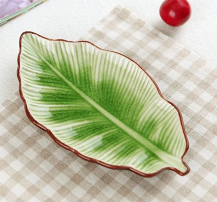 Creative Banana Leaf Shape Ceramic Plate Lovely Seasoning Dish - Elite Essence Store