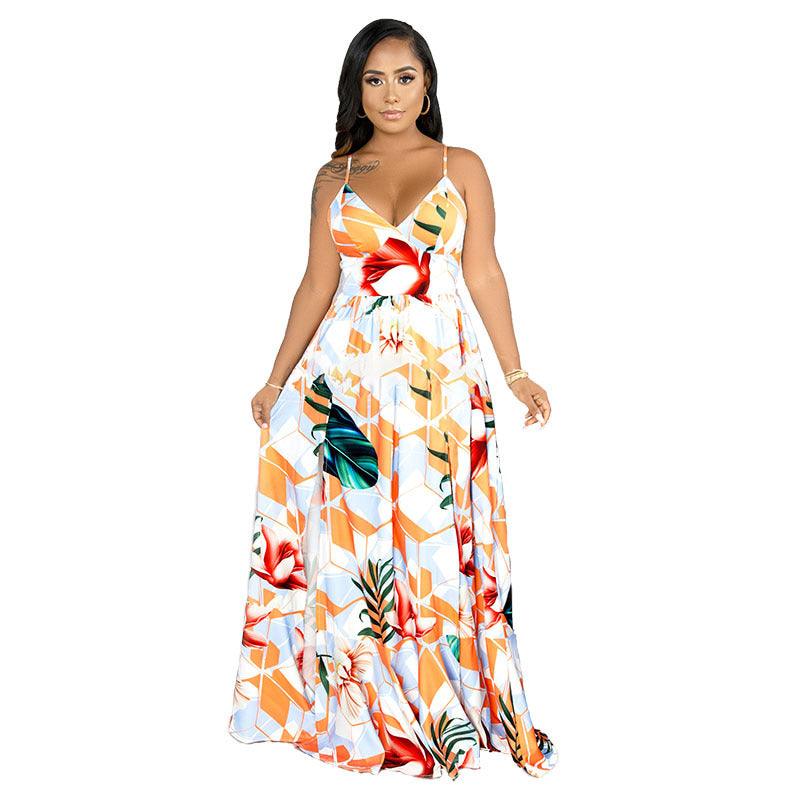 Hot Selling Fashion Strap Print Beach Dress - Elite Essence Store