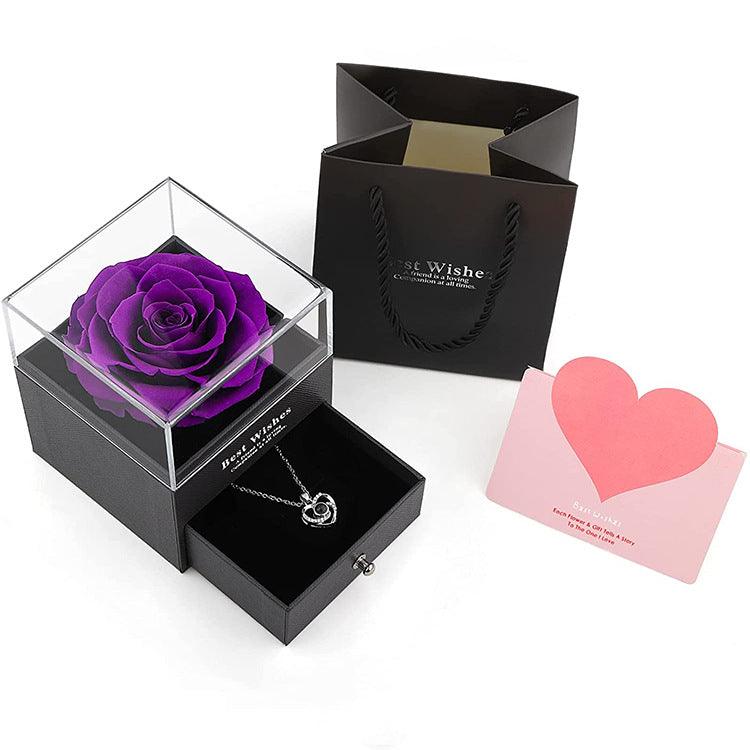 Preserved Flower Rose Jewelry Box Acrylic Gift Box - Elite Essence Store