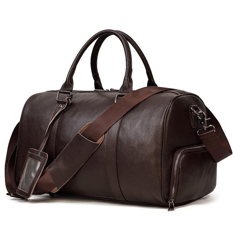 Men's Real-leather Traveling Black Gym Bag - Elite Essence Store