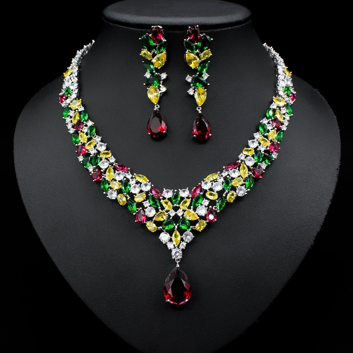 Bridal Zircon Necklace Two-piece Earrings Set - Elite Essence Store