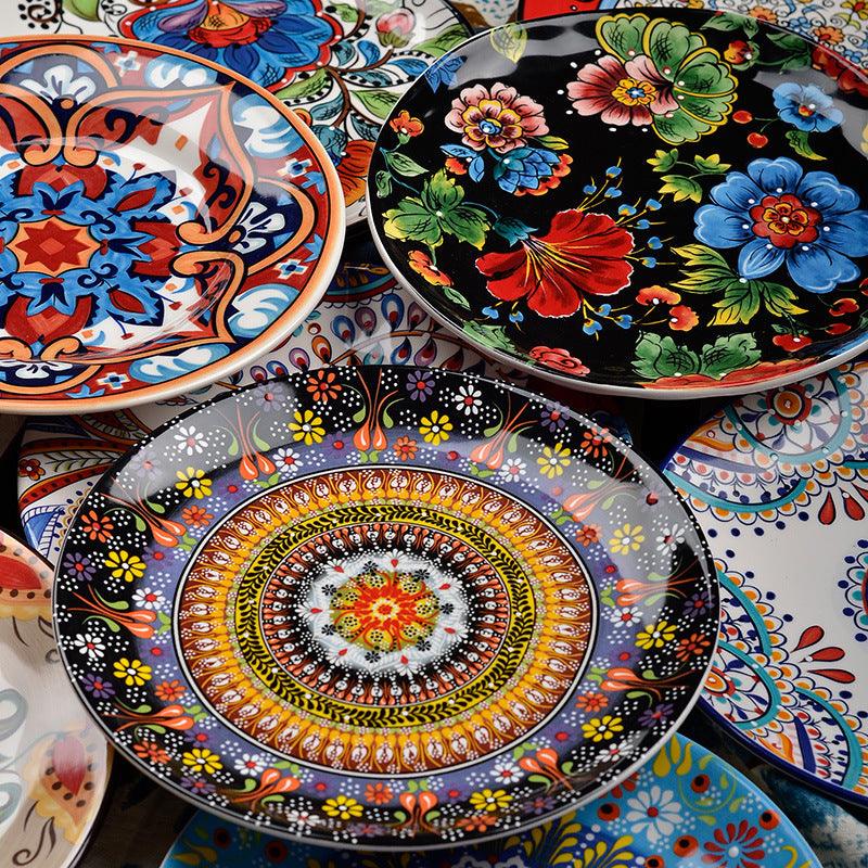 Underglaze Ceramic Tableware Bohemian Household Dishes - Elite Essence Store