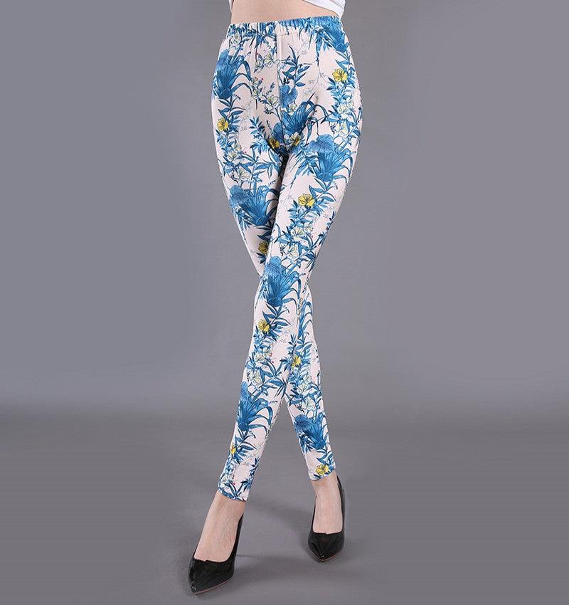 Spring And Summer Milk Silk Printed Leggings For Women - Elite Essence Store