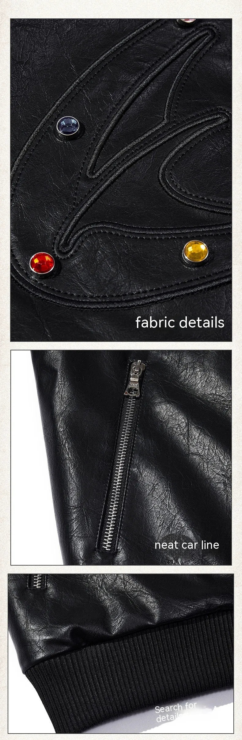 Retro Street Maillard PU Leather Color Rivet Coat