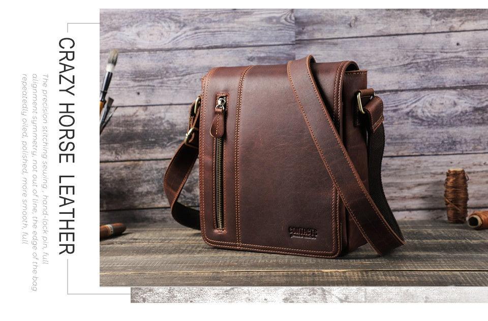 Retro Crazy Horse Skin Men's One Shoulder Crossbody Bag - Elite Essence Store