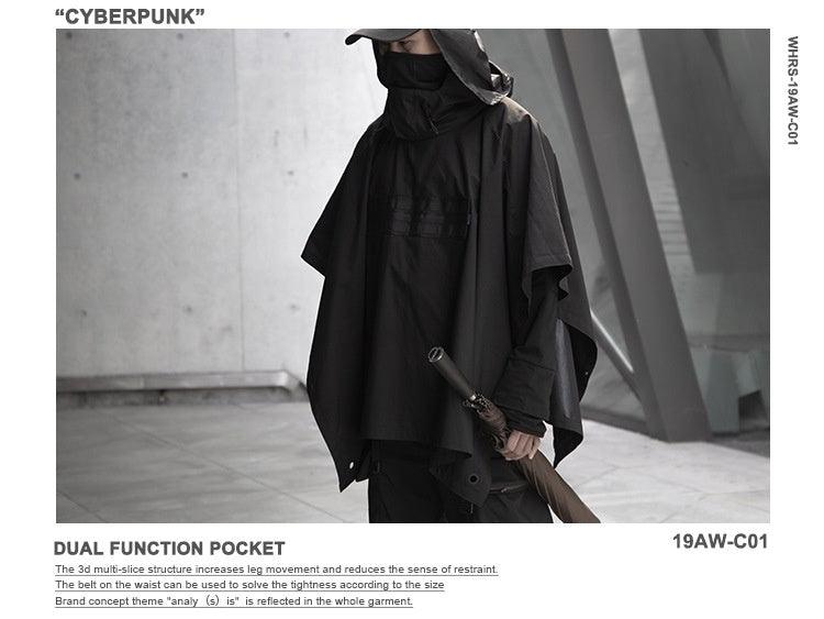 Cyberpunk Functional Cloak Dark Ninja Shawl Outdoor Rain And Snow Trench Coat - Elite Essence Store