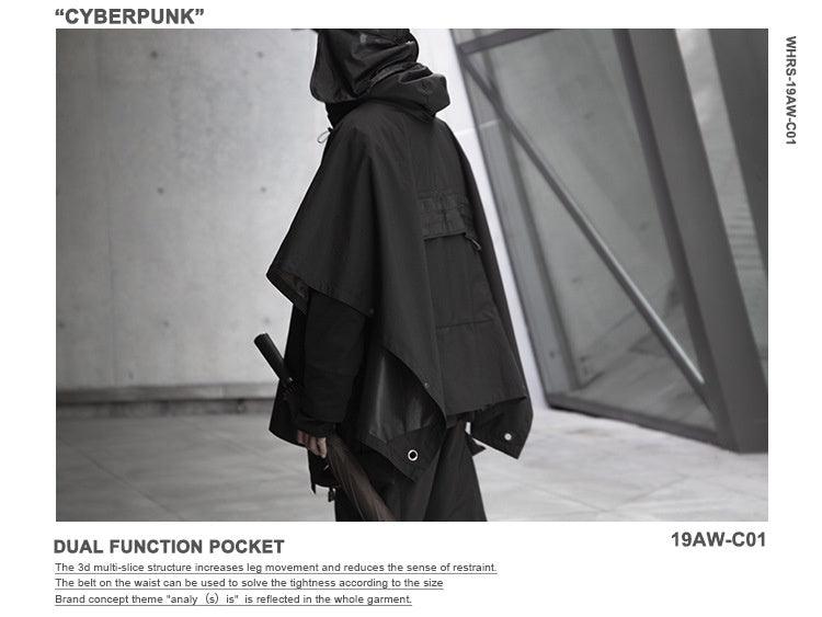 Cyberpunk Functional Cloak Dark Ninja Shawl Outdoor Rain And Snow Trench Coat - Elite Essence Store