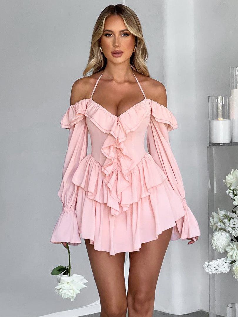 Women's Ruffled Long-sleeved One-piece Shorts - Elite Essence Store