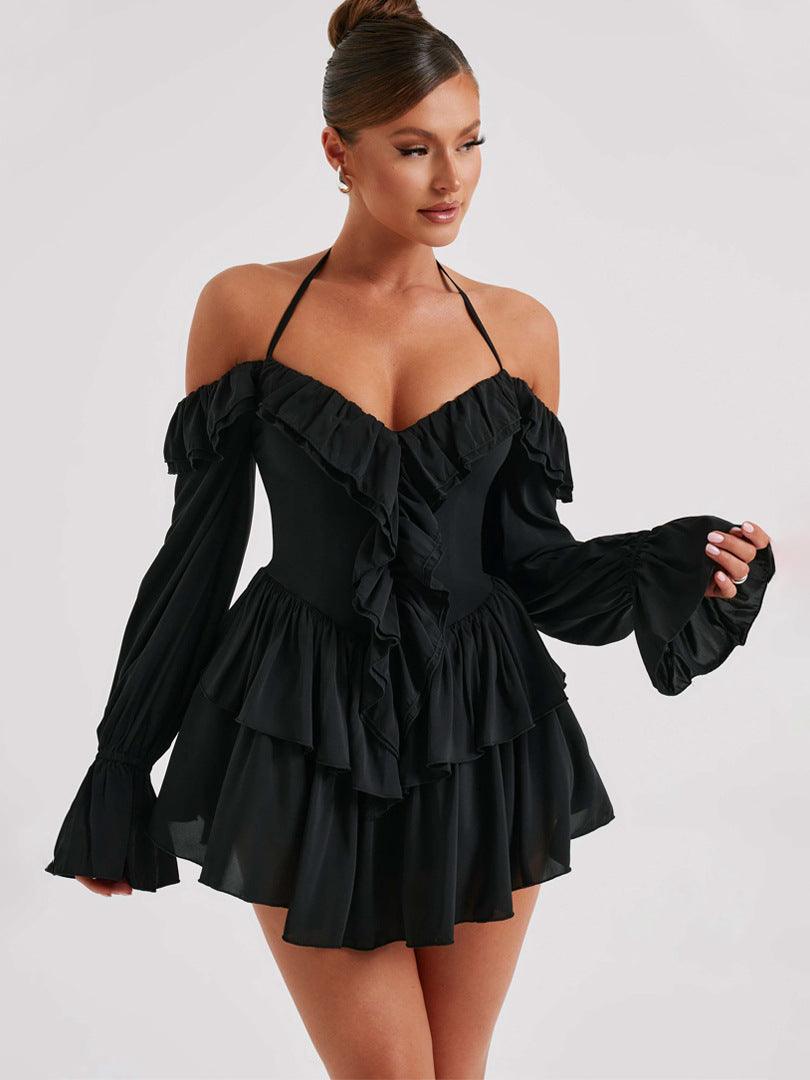 Women's Ruffled Long-sleeved One-piece Shorts - Elite Essence Store