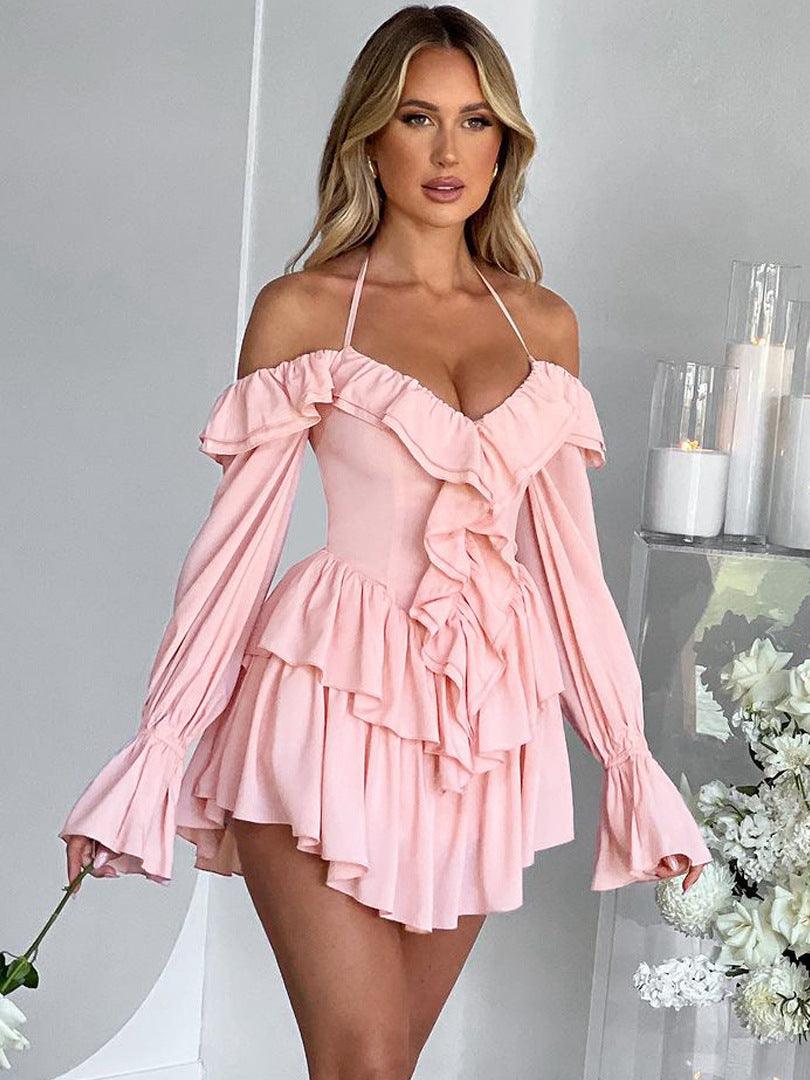 Women's Ruffled Long-sleeved One-piece Shorts - Elite Essence Store