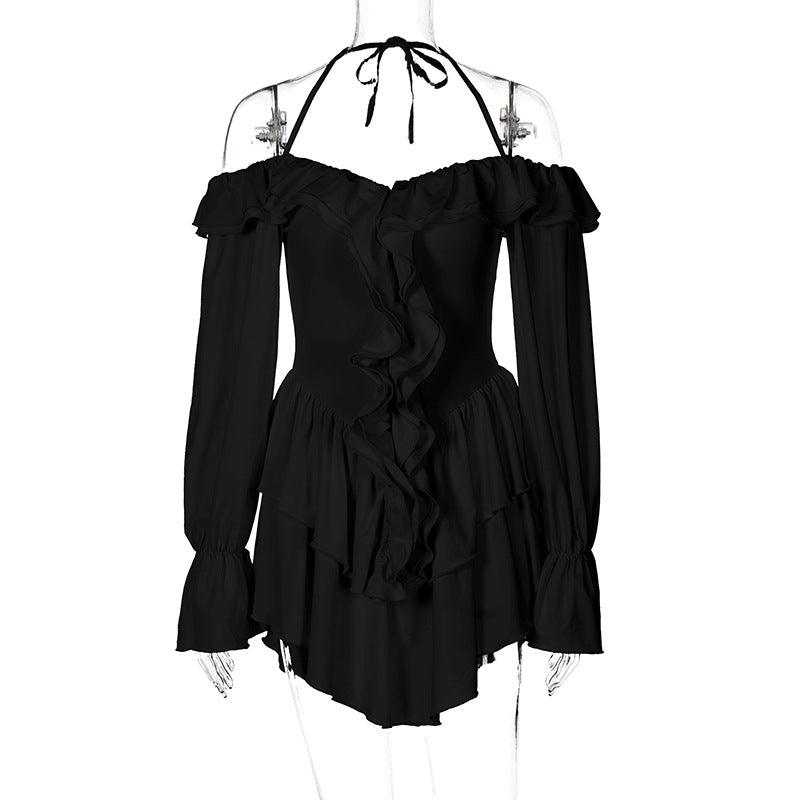 Women's Ruffled Long-sleeved One-piece Shorts - Elite Essence Store