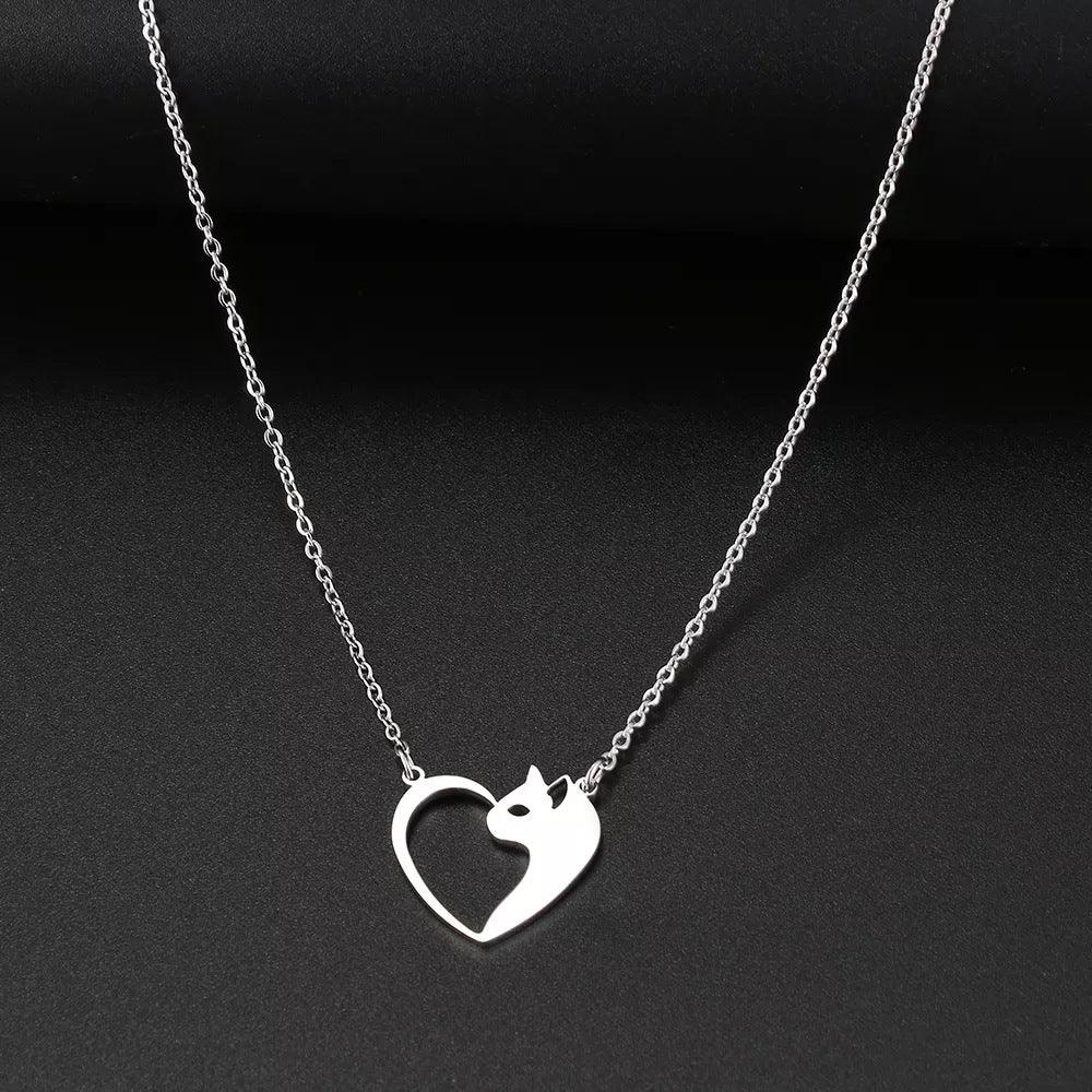 Women's Fashion Stainless Steel Cat Pendant Necklace - Elite Essence Store