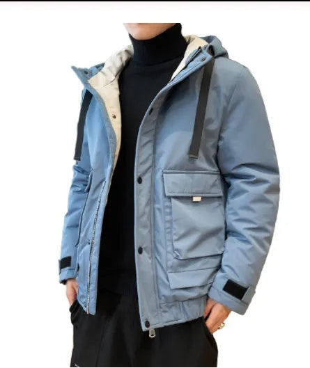 Winter new tooling short hooded cotton coat