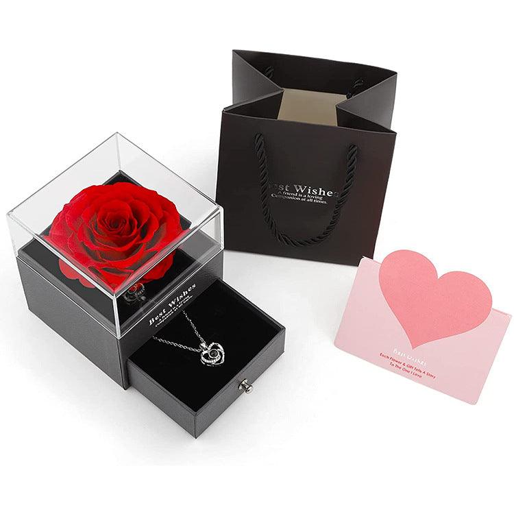 Preserved Flower Rose Jewelry Box Acrylic Gift Box - Elite Essence Store