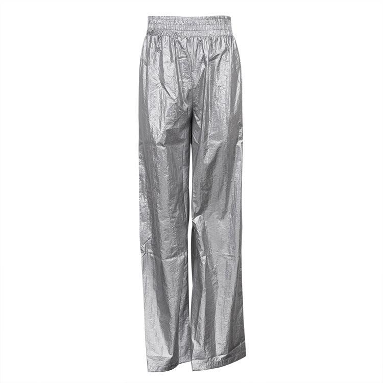 Silver Elastic Waist Loose Straight Slimming Wide Leg Pants - Elite Essence Store