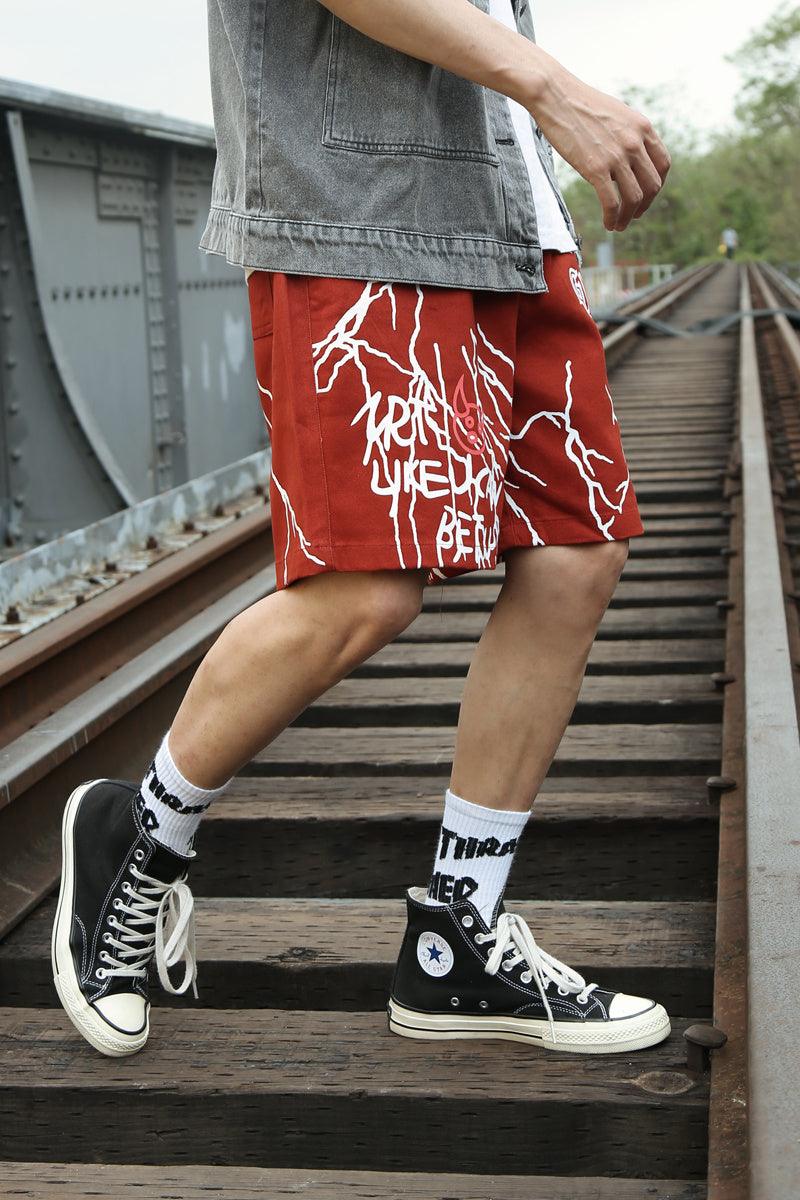 Japanese Harajuku style graffiti casual shorts men - Elite Essence Store