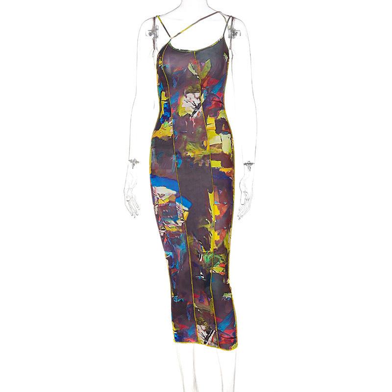 Summer Women's Sling Print Halter Dress - Elite Essence Store