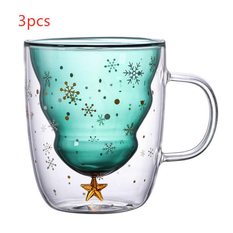 Double-layer Glass Christmas Tree Star Wish Cup High-temperature Resistant Glass Water Cup - Elite Essence Store