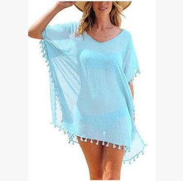 Women Blouses Loose Chiffon Dress Summer Beach Tunic Cover-Up Shirt - Elite Essence Store