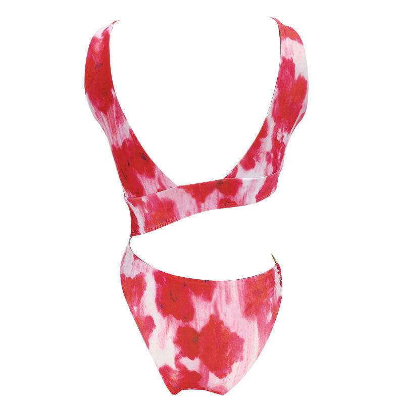 Women's Solid Color Hollow-out Printed Bikini Swimming Suit - Elite Essence Store