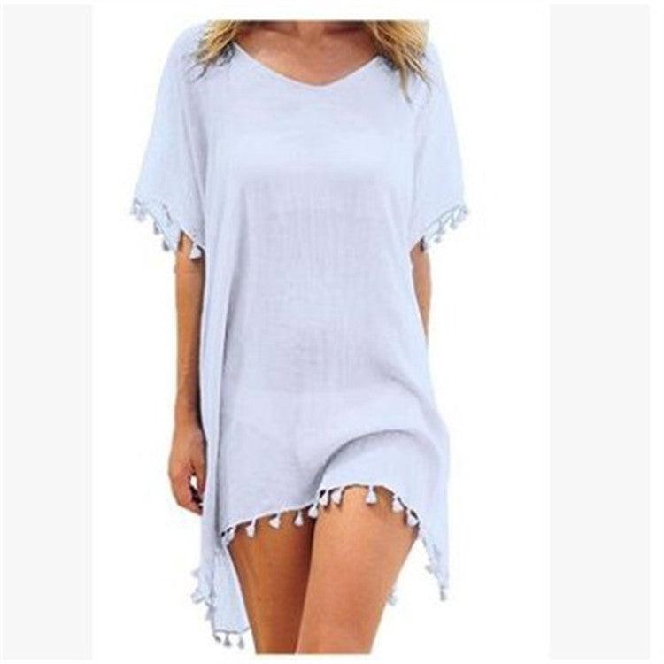 Women Blouses Loose Chiffon Dress Summer Beach Tunic Cover-Up Shirt - Elite Essence Store