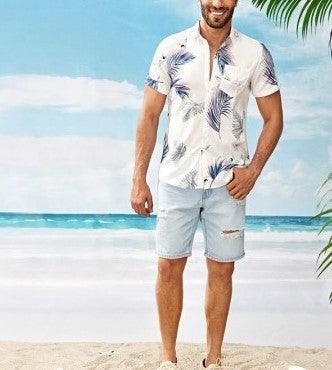 Summer Vacation Beach Short Sleeve Men's Printed Hawaiian Shirt - Elite Essence Store