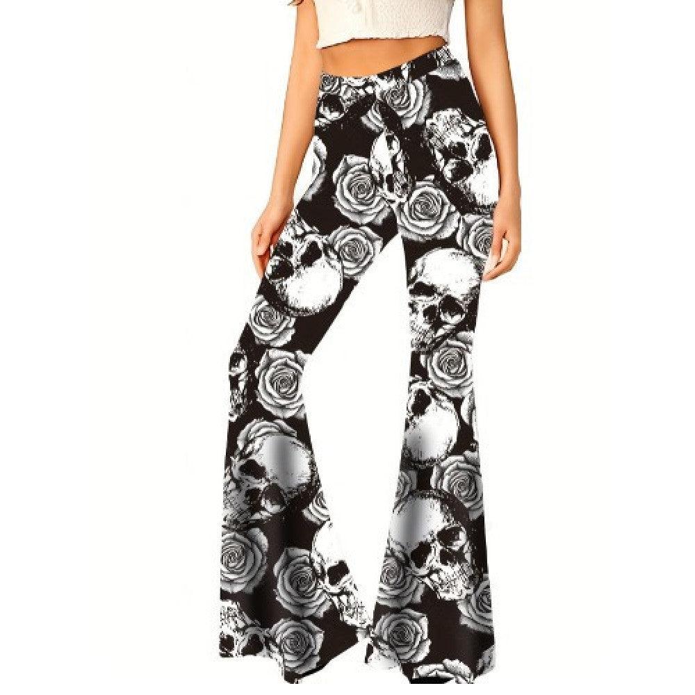 Women's Tight Retro Print Bootleg Pants - Elite Essence Store