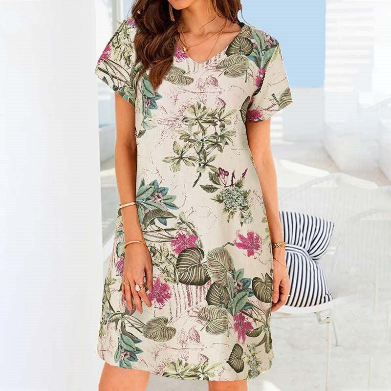 Retro Cotton And Linen Beach Dress Women - Elite Essence Store