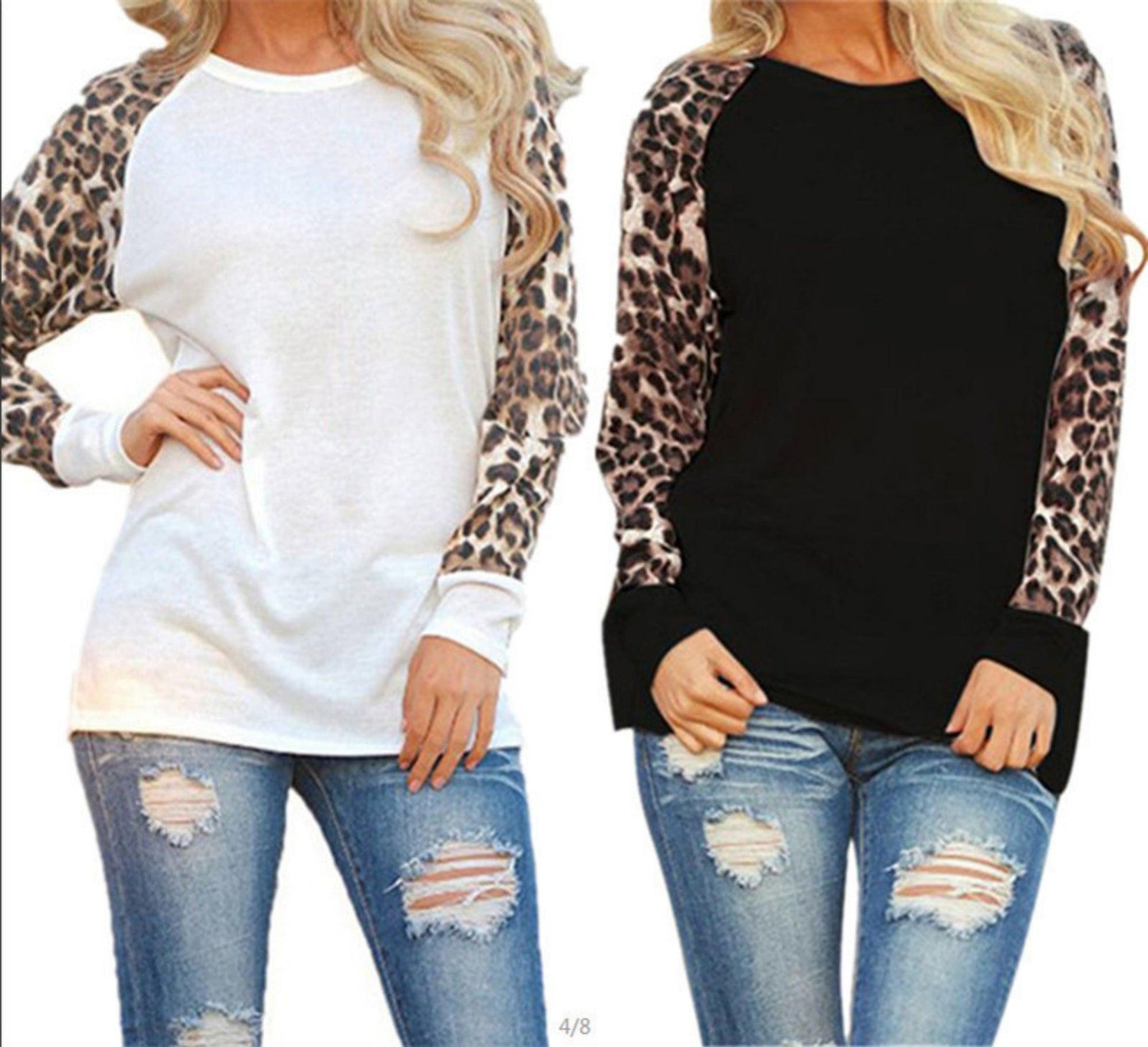 T-shirt Leopard Print Printed Chiffon Top - Elite Essence Store