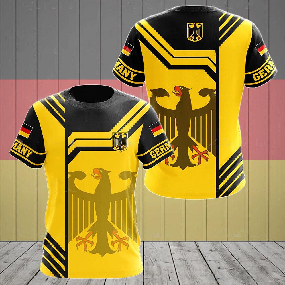 German Flag Printed Men's T-shirt O-neck Short Sleeve Top - Elite Essence Store