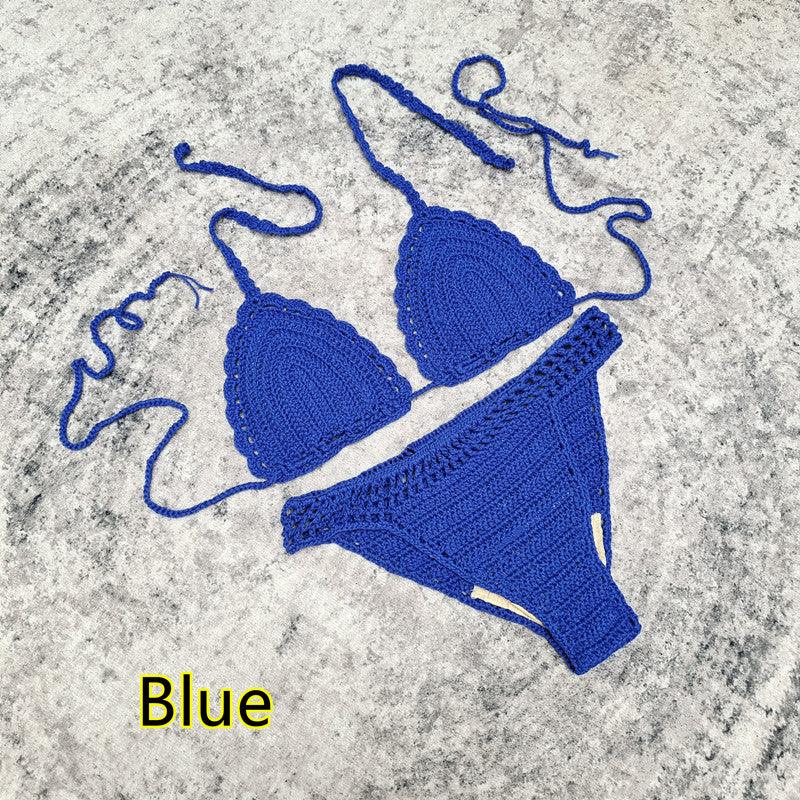 3-piece European And American Handmade Crochet Bikini Beach Skirt Swimsuit Suit - Elite Essence Store