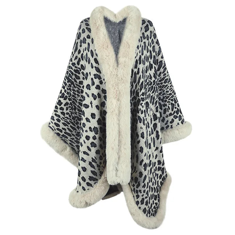 Autumn And Winter New Fur Collar Cape Cardigan For Women