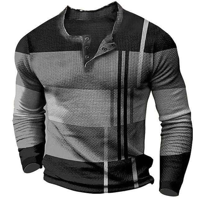 European And American Printed Three-button Long-sleeved Pullover - Elite Essence Store