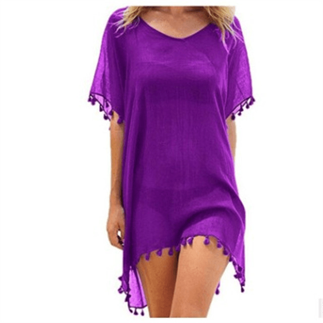 Women Blouses Loose Chiffon Dress Summer Beach Tunic Cover-Up Shirt - Elite Essence Store