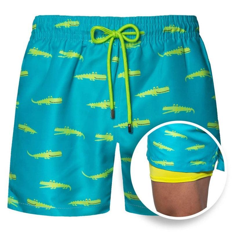 Men's Printed Beach Shorts Sports Double Layer Shorts Summer - Elite Essence Store