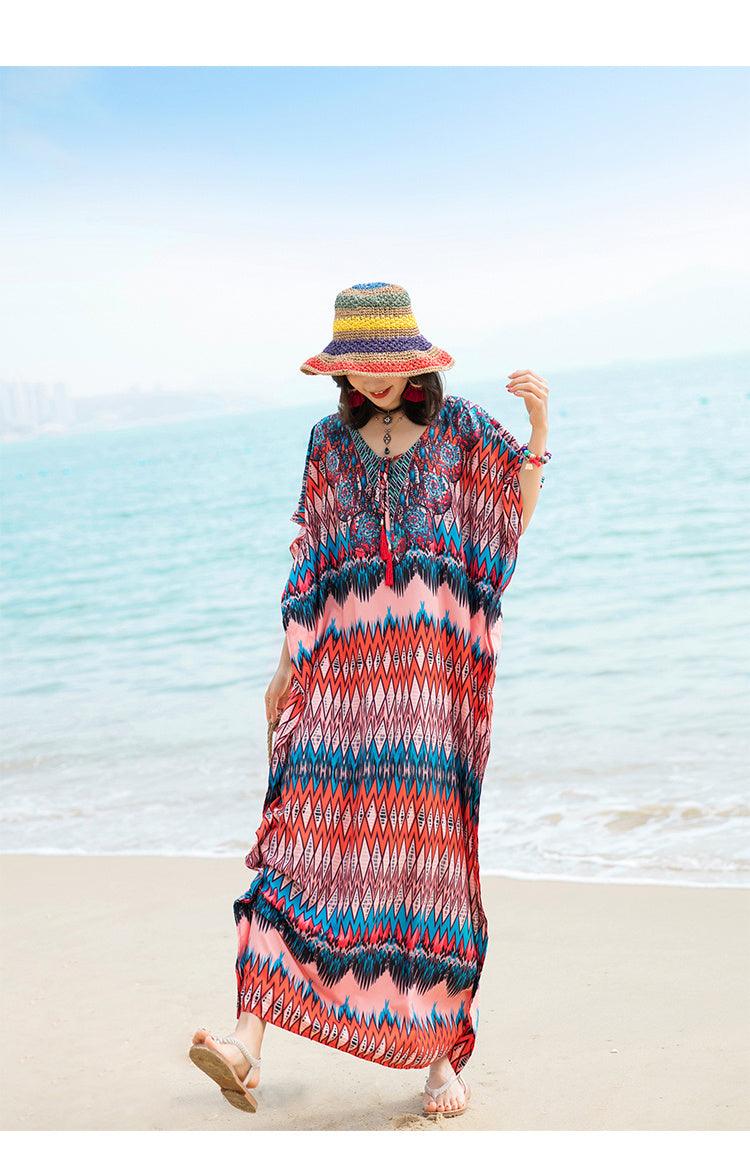 Print Robe Beach Bikini Blouse Dress - Elite Essence Store