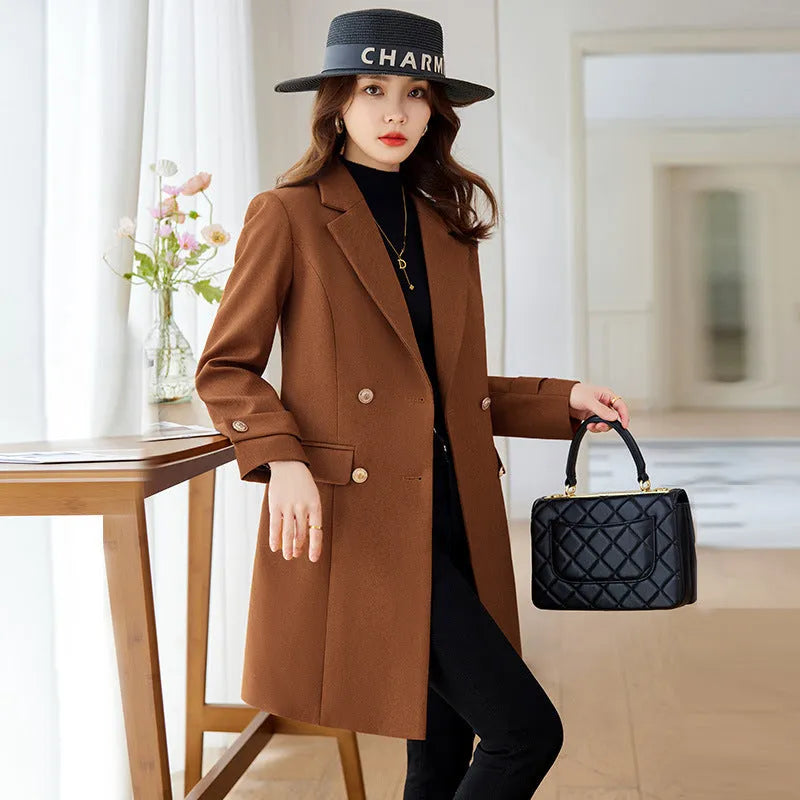 Autumn And Winter New Fashion Mid-length Suit Trench Coat