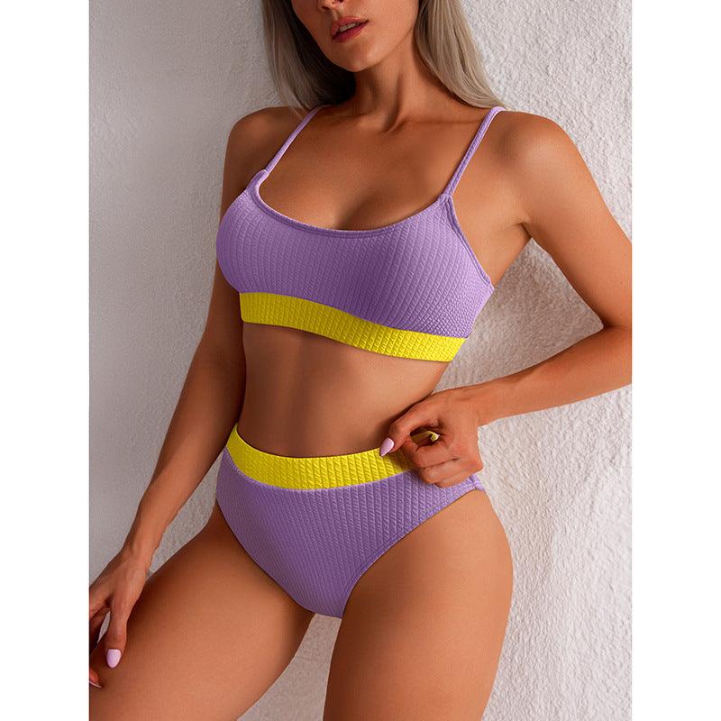 High Waist Bikini Swimwear Women Swimsuit New Push Up Biquini Ribbed Bathing Suit Women Sexy High Cut Bikinis Set - Elite Essence Store