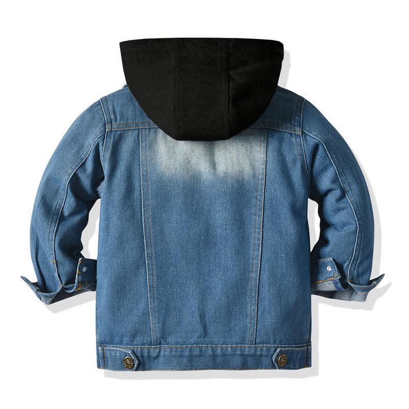 Children's Fake Two-piece Denim Jacket, Children's Hooded Fashion Casual Top - Elite Essence Store